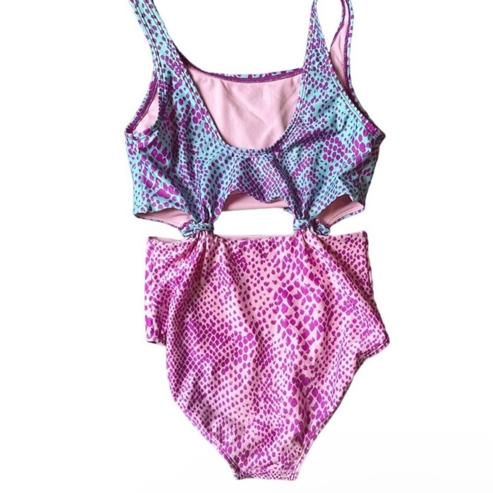 Pink and Blue Patterned Swimsuit